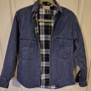 L.L. Bean Women's Blue Jean Jacket with Plaid Lining